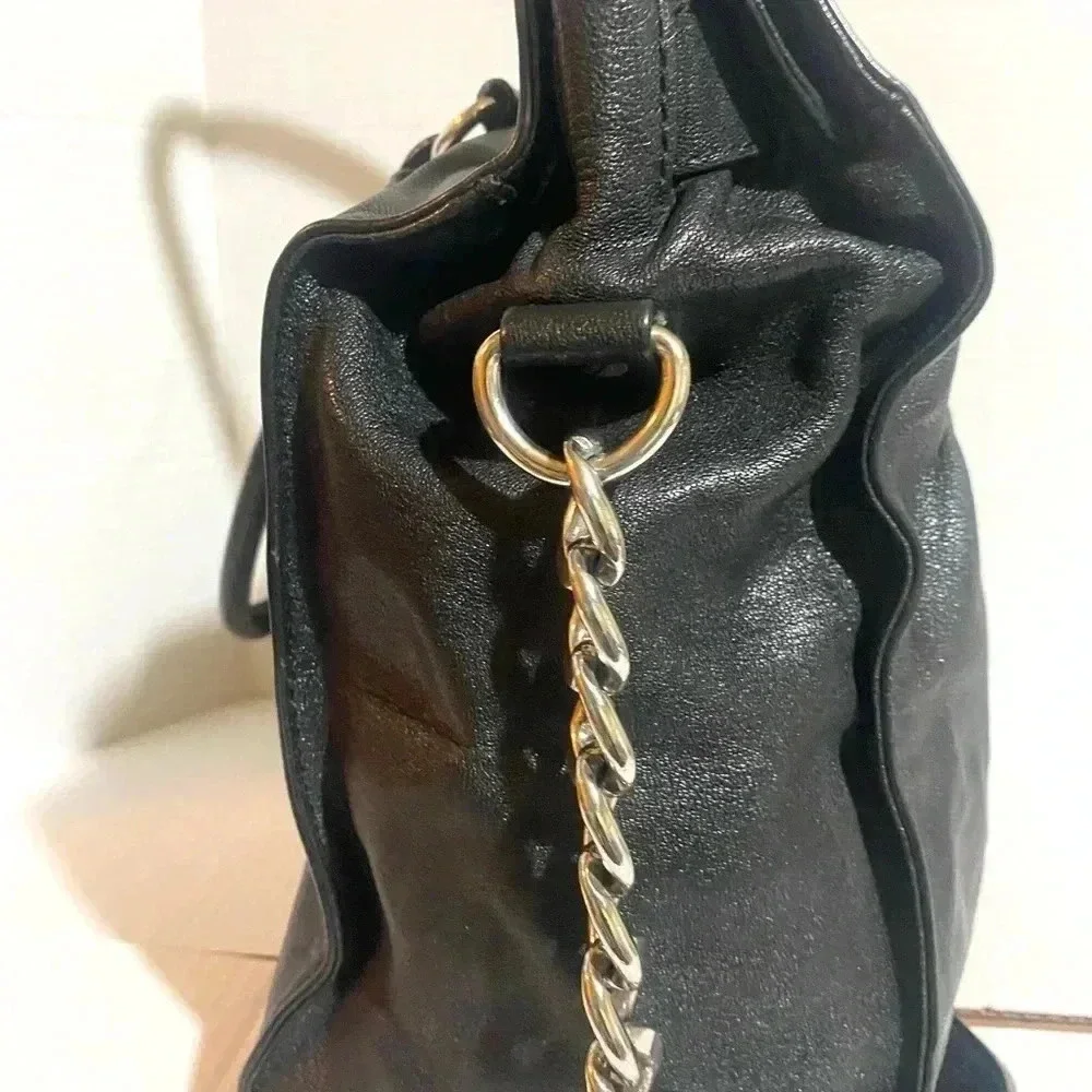 Michael kors black leather satchel handbag